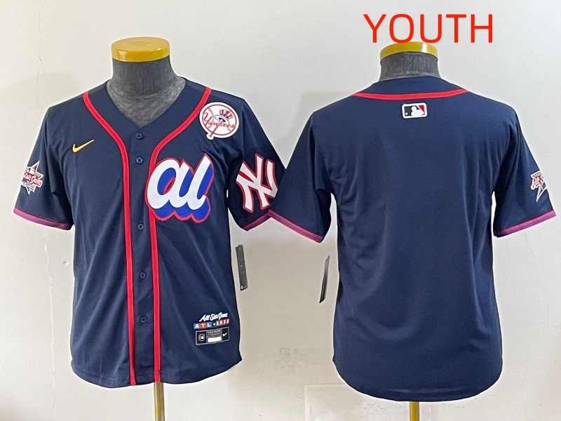 Youth 2025 New York Yankees Blank Drak Blue All star Blank Blue Nike MLB Jersey style 2->youth mlb jersey->Youth Jersey